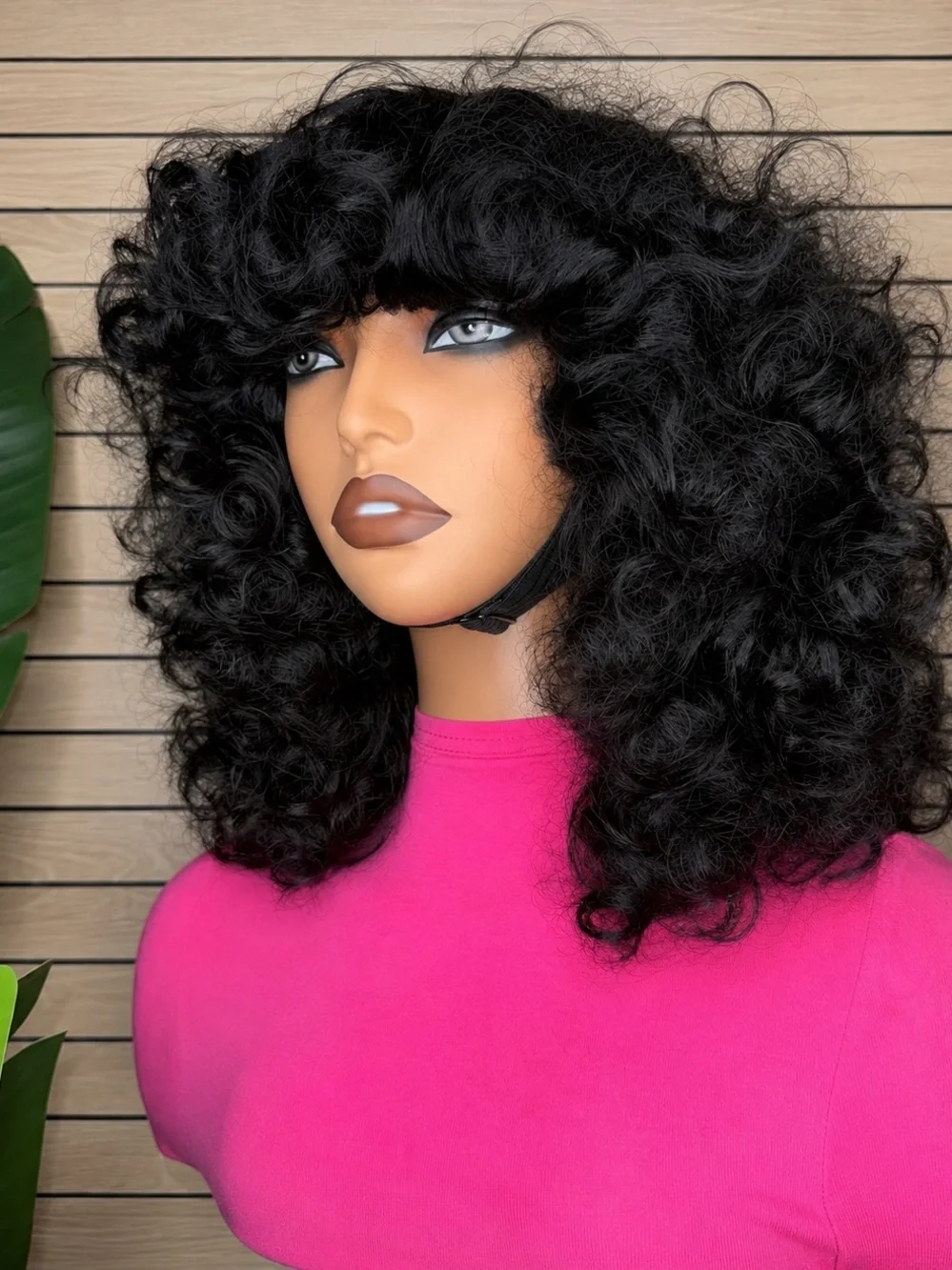 Voluminous Curly Fringe Wig in Black